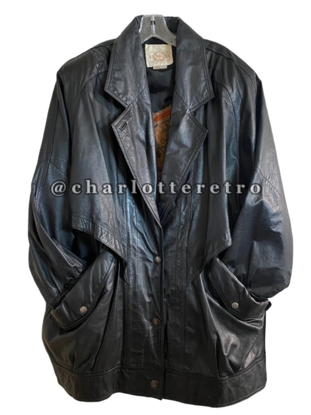 vtg VENEZIA Black Leather Jacket